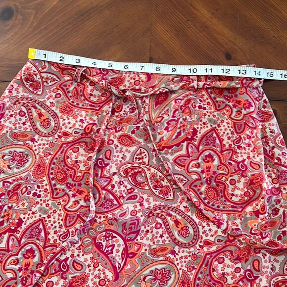 Apostrophe Red, Gray & Orange Paisley Print Skirt Woman Size 6 Office Casual - Picture 7 of 8